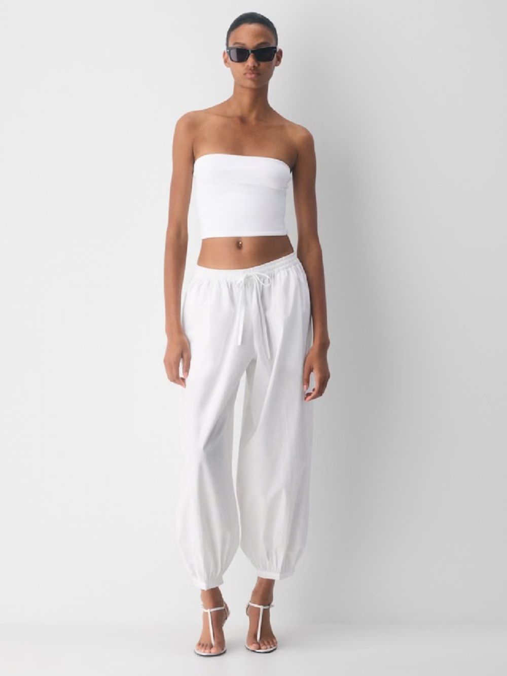 White Contour Crop Tube Top